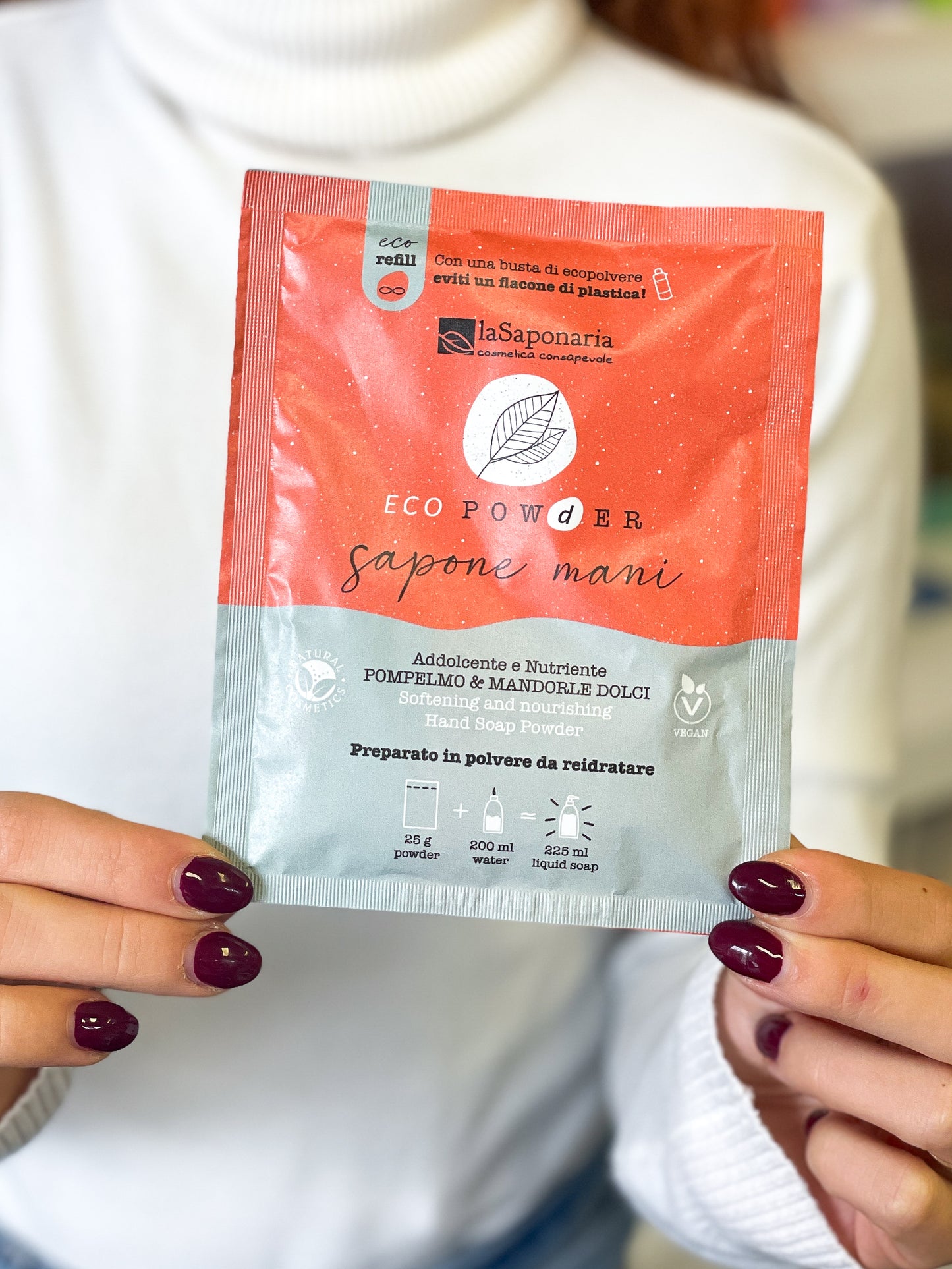 La Saponaria Eco-Sapone mani in polvere Energizzante - Pompelmo e Mandorle Dolci