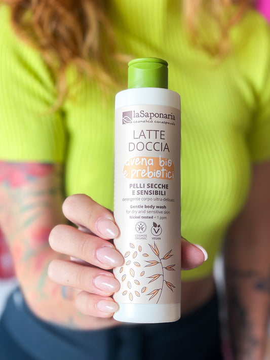La Saponaria Latte doccia per pelli secche e sensibili - Avena Bio e Prebiotici
